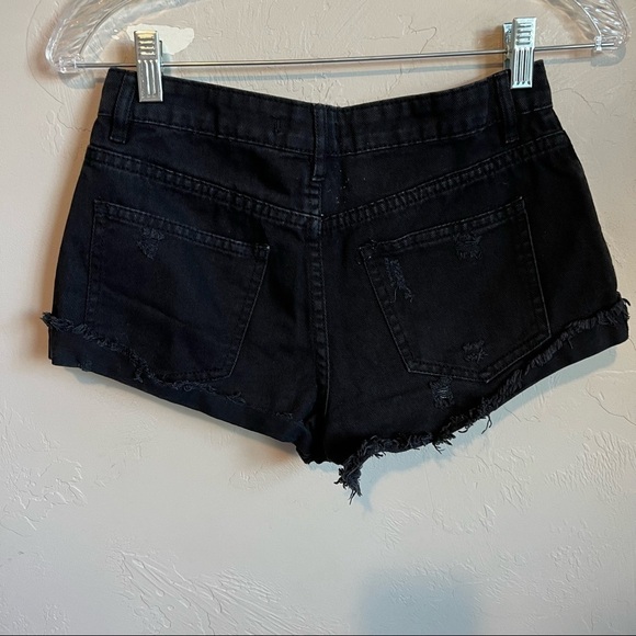 Forever 21 Black Distressed Booty Denim Shorts - Picture 5 of 9